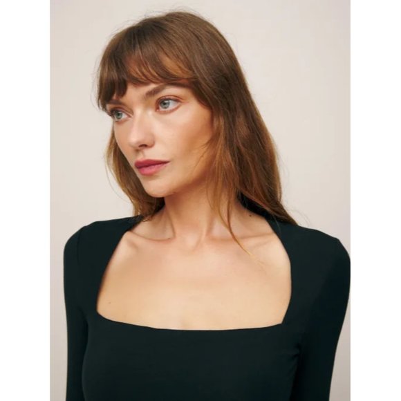 NWOT Reformation Lucca Knit Top in Black Long Sleeves Stretchy - Picture 4 of 5